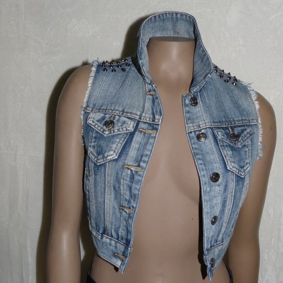 LOVE CULTURE DENIM VEST SZ S - Picture 4 of 11